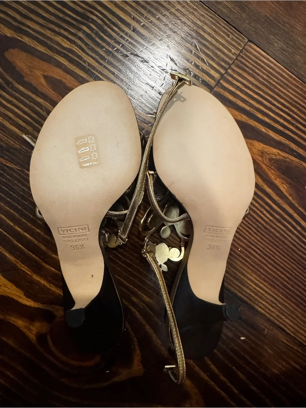 Women’s Giuseppe Zanotti Crystal/Gold Embellished Brown Gold Sandals Size 36 1/2 - Picture 4 of 5